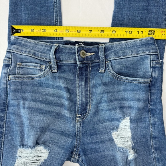Hollister High Rise Crop Super Skinny Jeans Distressed Raw Hem 25” - Picture 10 of 17
